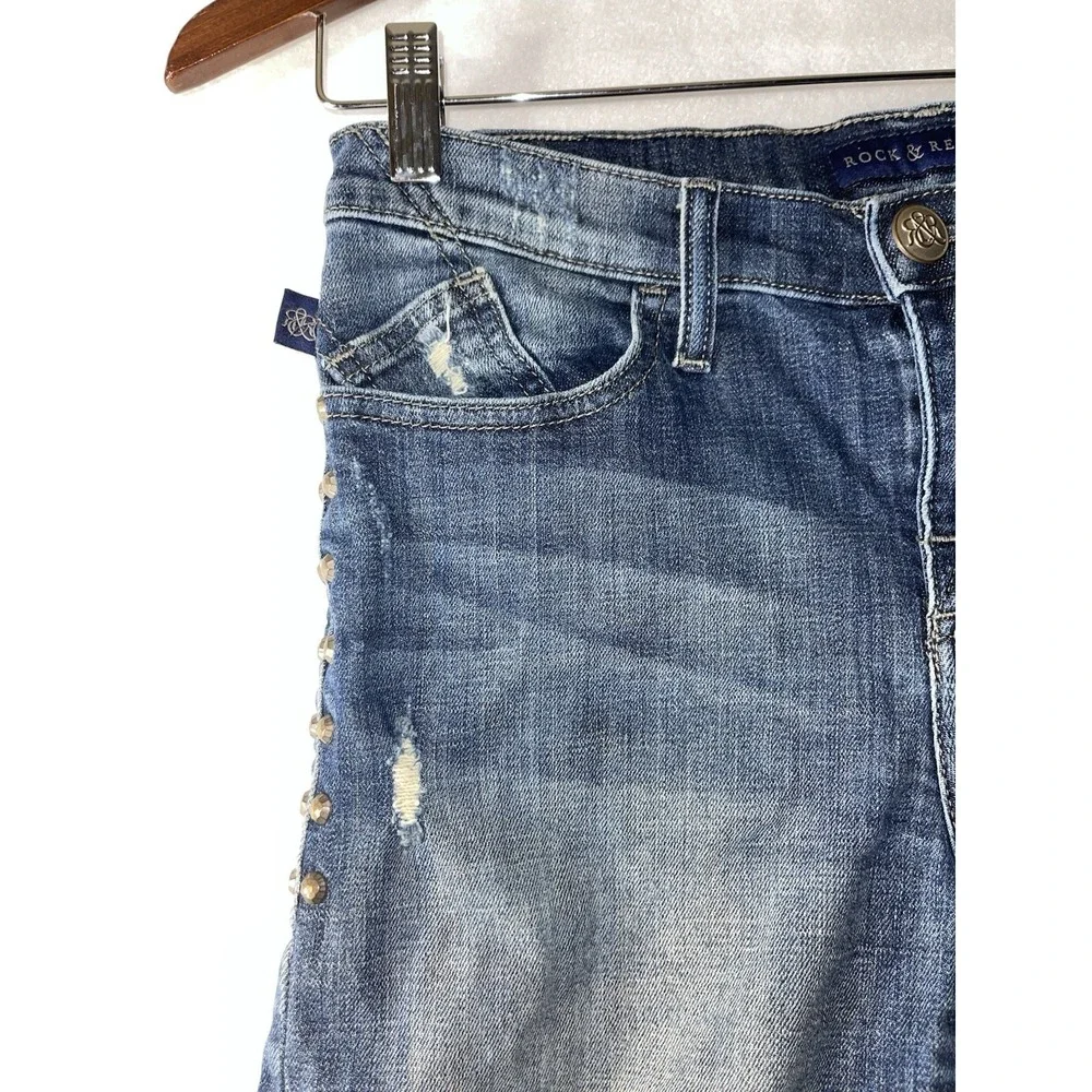 Rock Republic Bumpershoot Distressed Studded  Jean‎ Shorts Womens 6